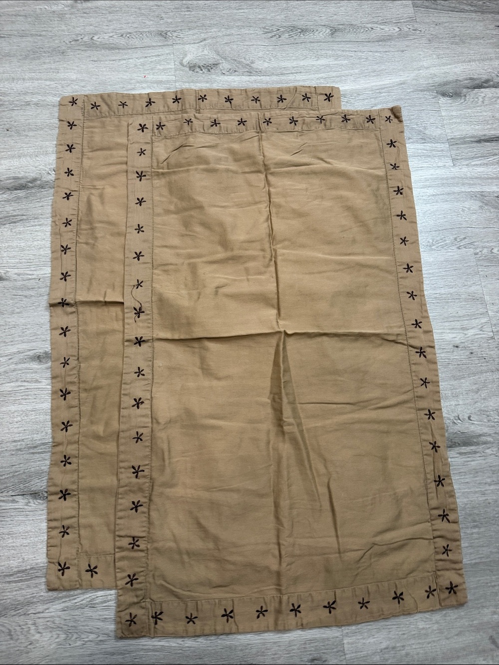 IKEA Tan Decorative Pillow Sham with Star Stitch Border